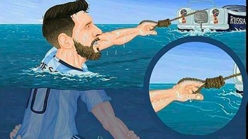 Di sini digambarkan perjuangan Messi agar Argentina bisa meraih Piala Dunia. Foto: istimewa