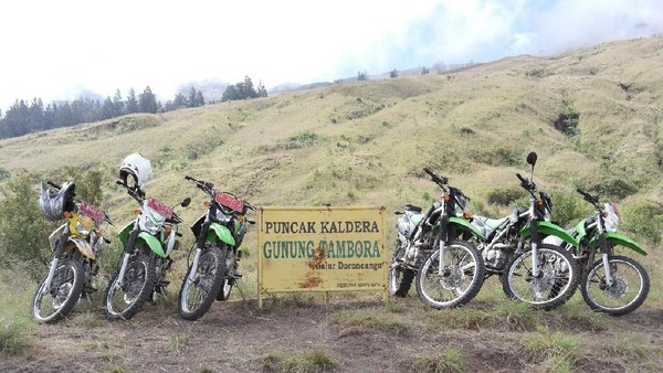 Foto: Ada ojek memakai motor trail di Jalur Doro Ncanga, Gunung Tambora. Anda bisa menyewanya dari Pos 3 menuju base camp dengan waktu tempuh sekitar 5 jam (Agus Budi Santosa/Istimewa)