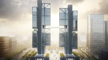 Bangunannya terdiri dari dua menara yang dihubungkan dengan sebuah sky bridge, yang berfungsi untuk memamerkan drone dan teknologi anyar DJI. Foto: Dok. Foster + Partners