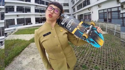 Viral PNS Cantik Main Skateboard ke Kantor yang Juga Hobi Olahraga Menantang