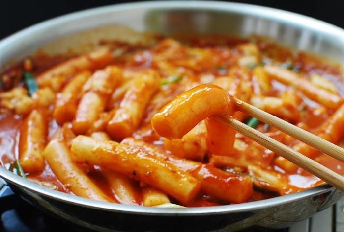 Tukbokki Korean hot and spicy rice cake. Korean food.