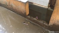 Foto: Banjir disebabkan karena luapan air Ciliwung. Meski begitu, banjir tidak menggangu aktivitas warga. (Ibnu-detik)