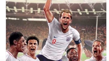 Malah sudah ada yang membuat ilustrasi Kane mengangkat Piala Dunia. Foto: istimewa