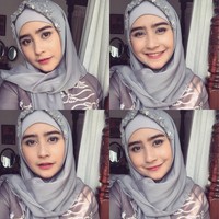 Pada Lebaran tahun 2017, Prilly Latuconsina juga tampil memakai hijab. Beda dengan tahun ini, tahun lalu Prilly memilih hijab segi empat dengan detail beading di kepalanya. Foto: Instagram/PrillyLatuconsina