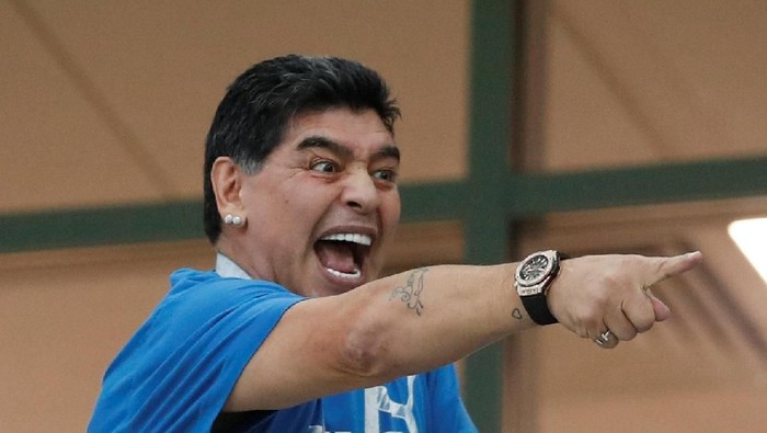 Diego Maradona Soccer Football - World Cup - Group D - Argentina vs Croatia - Nizhny Novgorod Stadium, Nizhny Novgorod, Russia - June 21, 2018 Diego Maradona in the stands REUTERS/Matthew Childs