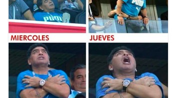 Beginilah berbagai tingkah gila Maradona semalam menyemangati Argentina. Foto: istimewa