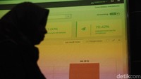 Lingkaran Survei Indonesia Denny J.A, merilis hasil quick count di Rawamangun, Jakarta Timur, Rabu (27/6).