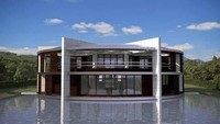Di bagian belakang rumah terdapat kolam renang dengan ukuran yang cukup luas. Istimewa/Inhabitat