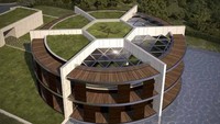 Setengah dari atap rumah itu ditutupi dengan rumput hijau, beberapa sisi lainnya juga dilengkapi dengan kaca cermin yang memungkinkan cahaya matahari masuk ke bagian dalam. Istimewa/Inhabitat.