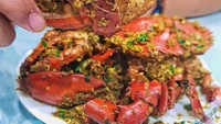Sajian kepiting yang satu ini punya bumbu yang royal. Menurut akun @nana_jajan, bumbu kepiting milik Seafood Berkat, Jakarta ini mirip dengan bumbu woku woku. Sedap! Foto: Istimewa