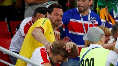 Heboh Pertandingan Brasil vs Serbia, Suporter Ricuh di Bangku Penonton