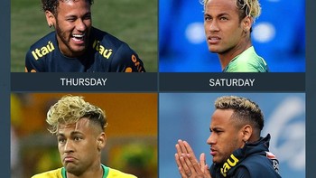 Neymar digadang-gadang menjadi aktor penting dalam perjalanan Brazil di Piala Dunia 2018, tapi ia malah lebih sering berganti model rambut ketimbang mencetak gol. Foto: Istimewa