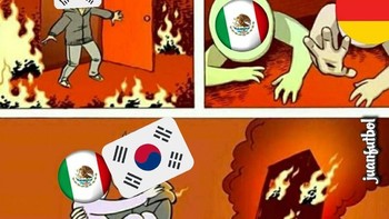 Jerman harus menanggung malu. Kalah dari Korea Selatan, tak hanya membuat Jerman gagal melaju, tetapi justru jadi juru kunci grup. Foto: Twitter @juanfutbol