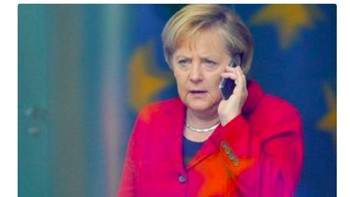 Halo Kim, ini Angela Merkel. Kami siap berperang denganmu melawan Korsel, kata Angela Merkel menelepon Kim Jong Un. Foto: istimewa