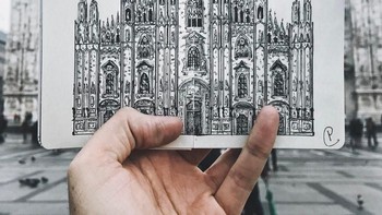 Katedral di Milan, Italia. Foto: instagram.com/citylivesketch