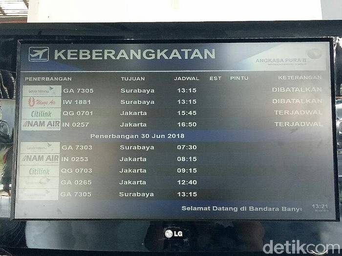 Ada 5 Penerbangan Di Bandara Banyuwangi Dibatalkan Imbas Gunung Agung