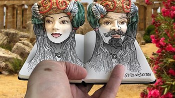 Atau ini Teste di Moro turut pula dibuat sketsanya. Foto: instagram.com/citylivesketch