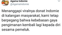 Ini dia tanggapan akun tersebut soal kreasi donat Indomie goreng yang beberapa waktu viral. Kreasi tersebut berasal dari salah satu toko donat di wilayah Sidney, Australia. Foto: Twitter AgamaIndomie