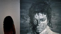 Yang ini lukisan karya Yan Pei-Ming yang berjudul In Memory of Michael Jackson 1958-2009.  Foto: Reuters