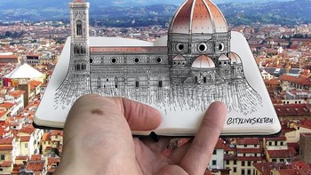 Seperti ini contohnya, sebuah katedral di Italia. Foto: instagram.com/citylivesketch