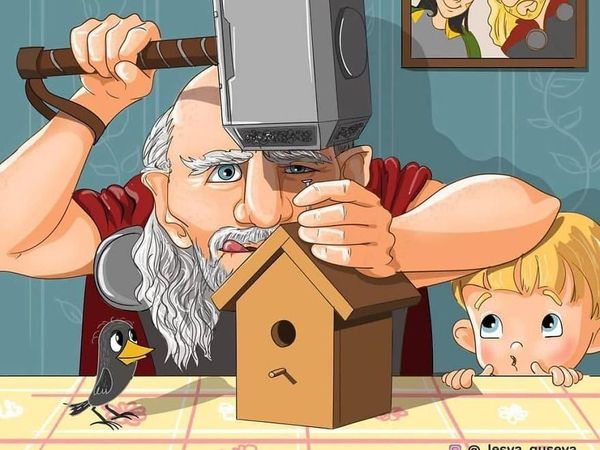 Lucunya Seniman Ini Gambarkan Superhero Saat Sudah Tua