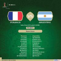 Live Report Piala Dunia 2018: Prancis vs Argentina