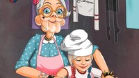 Sedangkan Harley Quinn di masa tuanya senang menghabiskan waktunya membuat kue bersama cucunya. Istimewa/Boredpanda.