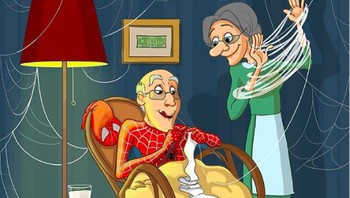 Spiderman membantu Marry Jane menyelesaikan rajutannya. Foto: Instagram @_lesya_guseva_ via Brightside