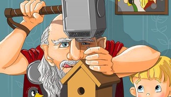 Thor sedang membantu cucunya merakit rumah-rumahan. Foto: Instagram @_lesya_guseva_ via Brightside