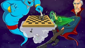 Dr Strange bermain catur bersama si Jin. Foto: Instagram @_lesya_guseva_ via Brightside