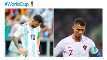 Apakah ini akhir era Ronaldo dan Messi khususnya di Piala Dunia? Pasalnya 4 tahun lagi, mereka sudah terlalu tua. Foto: Twitter
