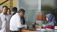Menteri Hukum dan HAM (Menkum HAM) Yasonna H. Laoly tiba di gedung Komisi Pemberantasan Korupsi (KPK), Jakarta, Senin (2/7).