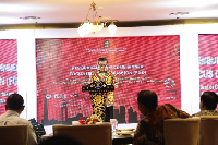 Foto: Menteri Hukum dan HAM, Yasonna H. Laoly dalam acara Pembukaan & Welcome Dinner Focus Group Discussion (dok. Kemenkum HAM)