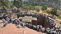 Santo Giorgis merupakan salah satu gereja beraliran Kristen Orthodoks di Lalibela, Ethiopia. Gereja ini masuk ke dalah situs warisan dunia UNESCO. (AFP)