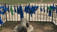 Patung penis ini diberi nama Kharkhorin Rocks. Memiliki tinggi 24 inci, patung ini hanya di lindungi dengan pagar dan kain di sekelilingnya. (agustinaclair/Instagram)
