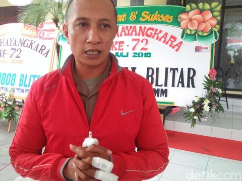 Korban begal saat di Mapolres Blitar/