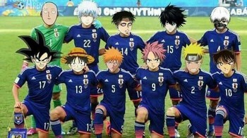 Bahkan beberapa netizen mengubah wajah pemain Jepang dengan karakter-karakter manga yang terkenal kuat. Foto: Istimewa
