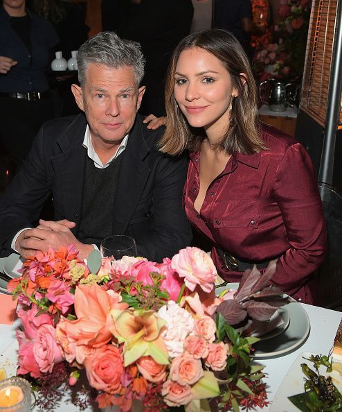 LOS ANGELES - JUNE 13:  Singer Katharine McPhee and producer David Foster pose for photographers during the JC Penny Jam press conference at the Shrine Auditorium June 13, 2006 in Los Angeles, California.  (Photo Frederick M. Brown/ Getty Images)