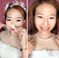 Riasan pun membuat wanita berikut terlihat lebih muda dan berwajah lebih kecil. Dengan makeup, ia tampak seperti wanita berusia 20an awal. Foto: Boredpanda