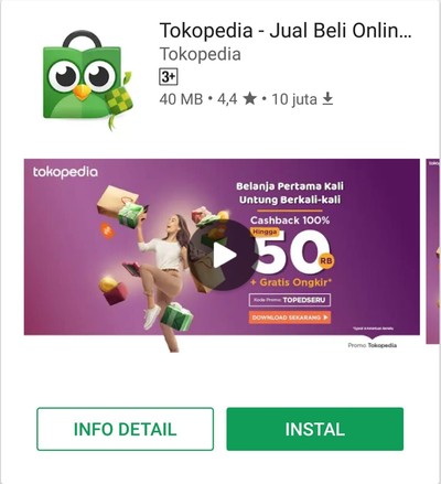 Aplikasi tokopedia di laptop