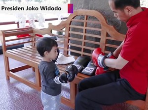 Ngevlog, Jokowi Ajak Sang Cucu Main Tinju dan Bola