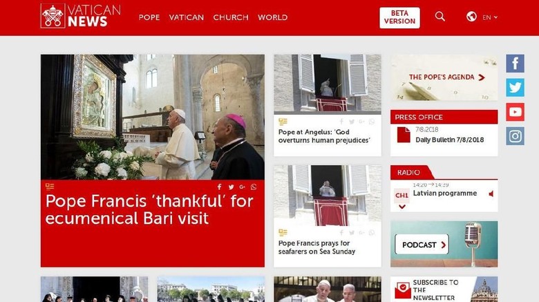 Situs Vatican News Sempat Diblokir, Kominfo: Ada Kesalahan Sistem Situs Vatican News Sempat Diblokir, Kominfo: Ada Kesalahan Sistem