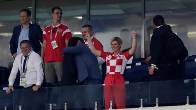 Ekspresi Presiden Kroasia Saat Timnas Kalahkan Rusia di Piala Dunia