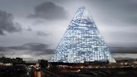 Paris juga tak ingin kalah memberikan gedung uniknya. Gedung ini bernama Tour Tiangle berbentuk piramida kaca 42 lantai. Istimewa/AP.
