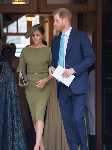Meghan Markle saat menghadiri pembaptisan Pangeran Louis.