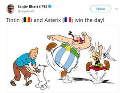 Prancis Vs Belgia dalam Meme Asterix Vs Tintin