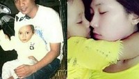 Foto ini bikin geger karena seolah Via Vallen sudah bekeluarga. Fotonya dengan sang pria juga sama-sama menggendong anak yang sama. Foto: Instagram