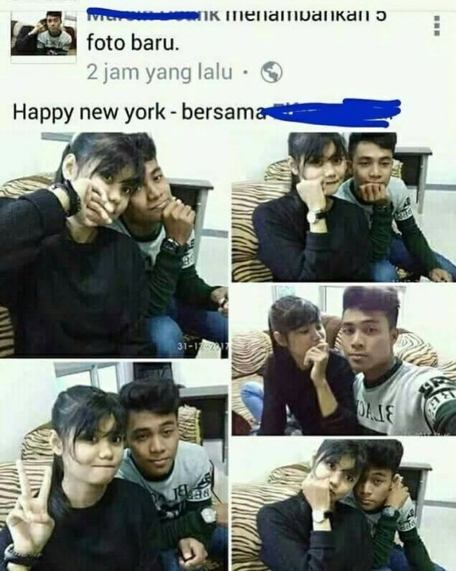 Ini maksudnya adalah ingin mengucapkan selamat tahun baru bersama dengan kekasihnya, tapi malah menuliskan nama kota di negara Amerika Serikat.Foto: Istimewa