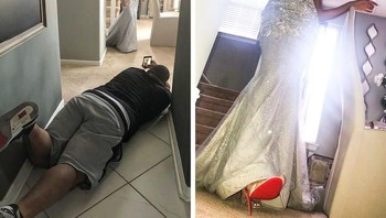 Rela tiduran di lantai demi angle foto yang bagus. (Foto: Brightside)