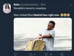 Yok diangkat kopernya, dari Spanyol dan Inggris ke Italia buat dukung Juve yang mendapatkan Ronaldo. (Foto: Twitter @JoshuaUbeku)